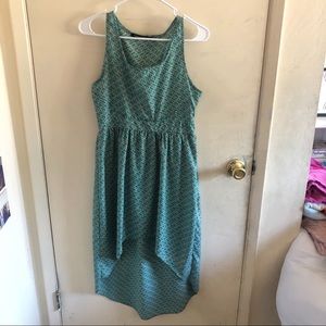 Green Patterned High-low dress